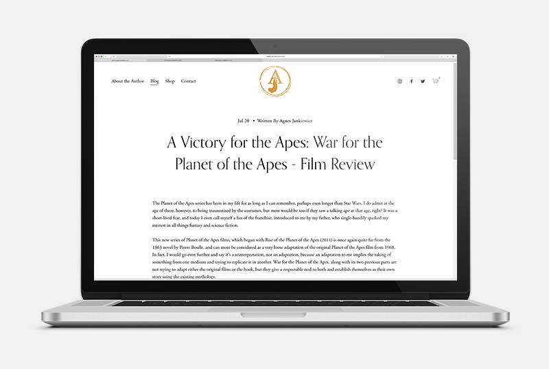 A mockup of a computer displaying the article A Victory for the Apes: War for Planet of the Apes - Film Review